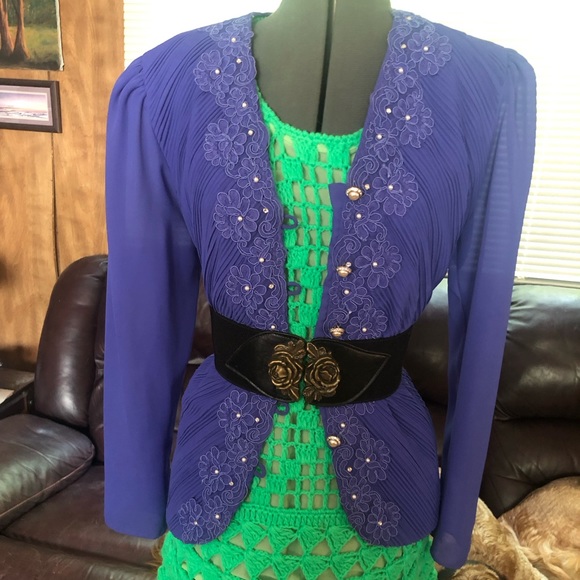 Gorgeous Vintage Floral Purple Blazer Jacket - Picture 1 of 9